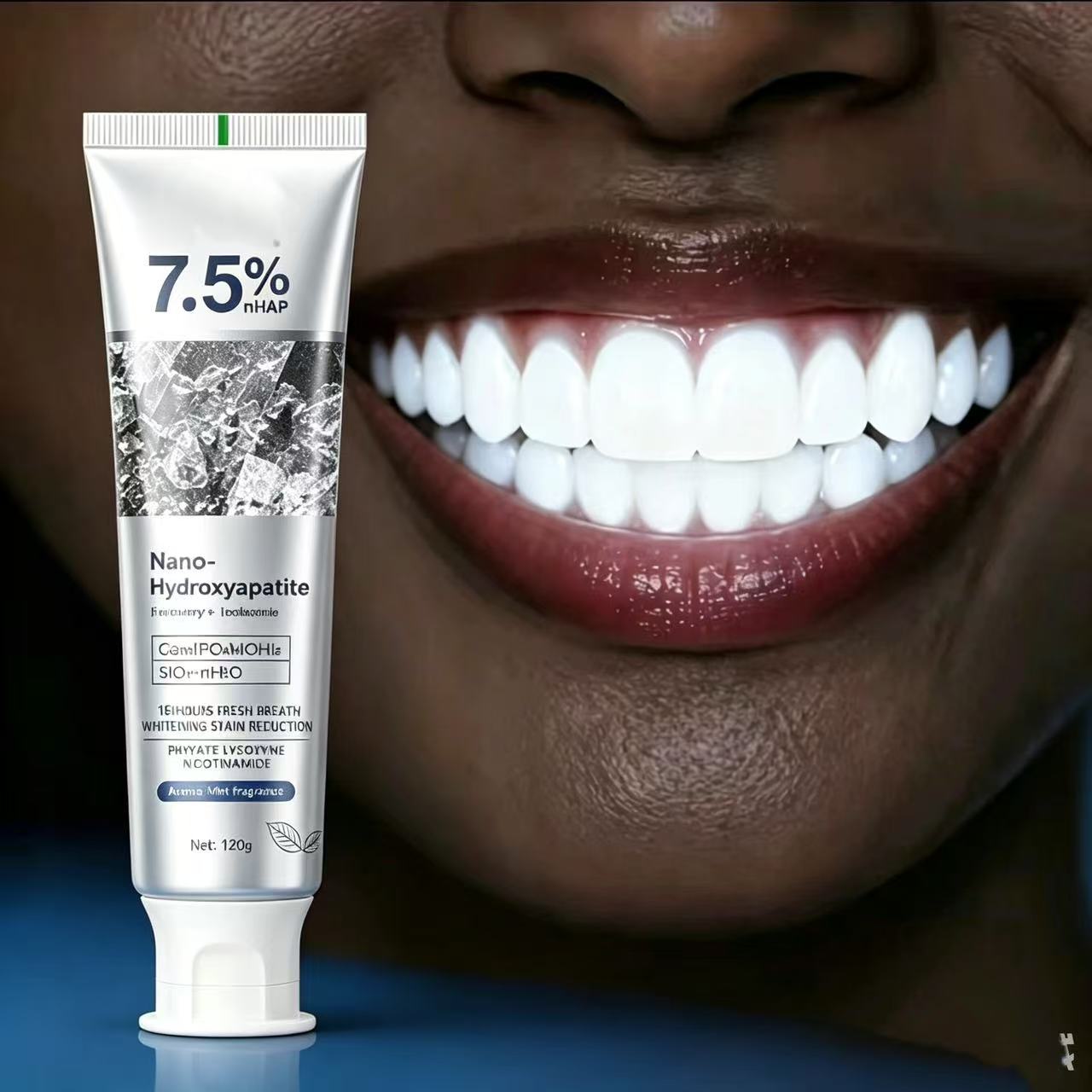 Teeth Whitening Treatment - 7.5% Fluoride-free toothpaste with nanohydroxyapatite provides