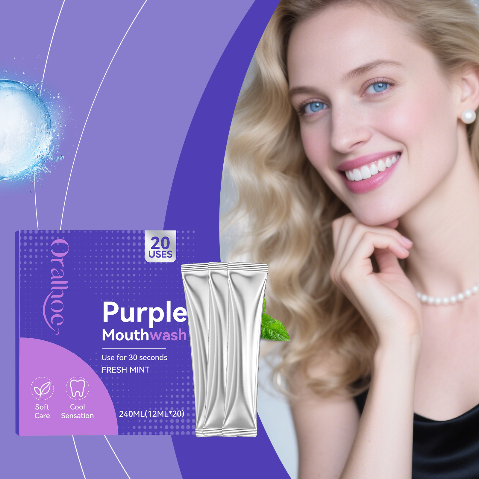 20pcs Purple Mouthwash Teeth W - Teeth Whitening Yellow Teeth 评论和价格