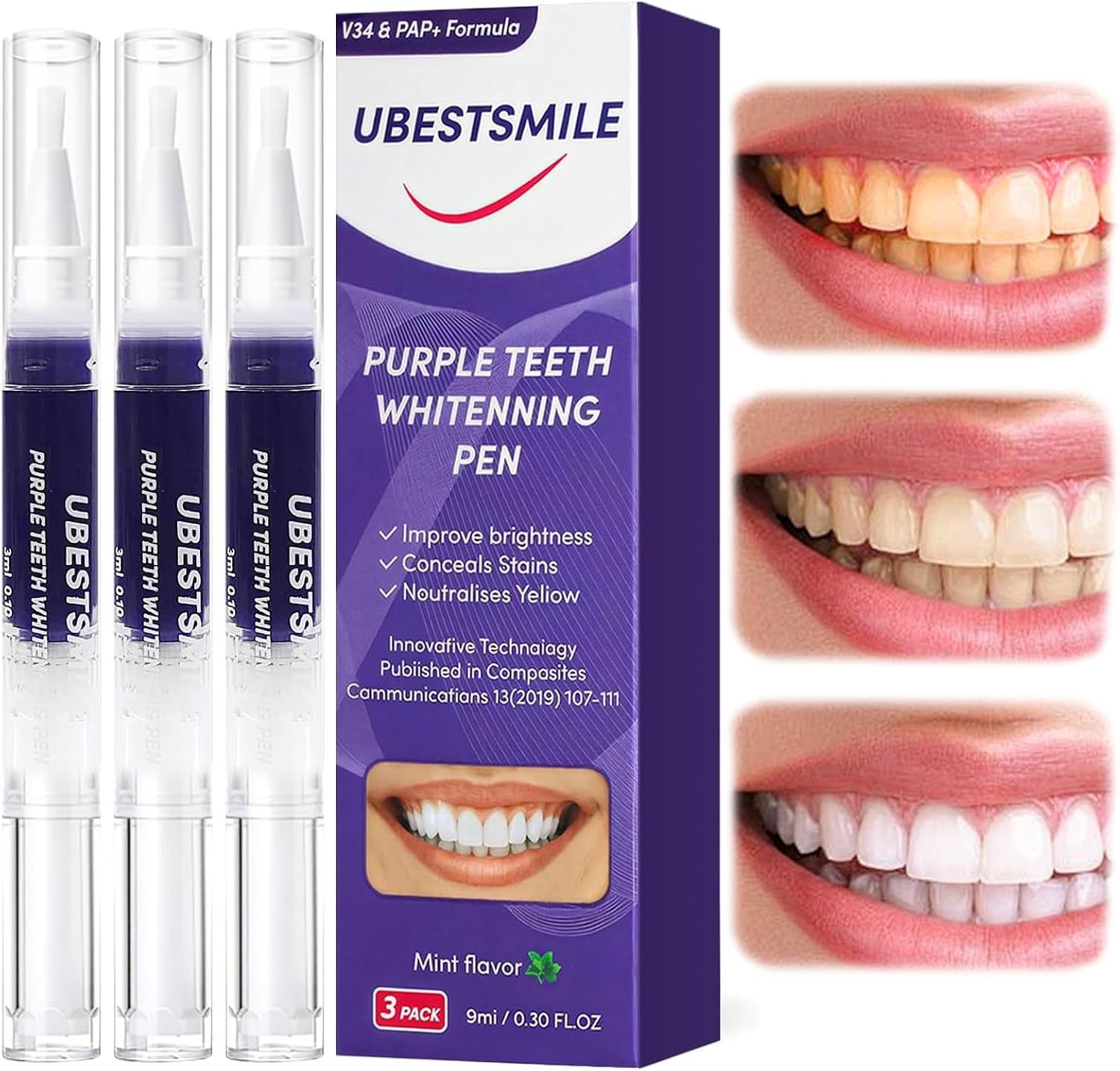 UBESTSMILE V34&PAP+ Formula Pu - Teeth Whitening Pens 评论和价格