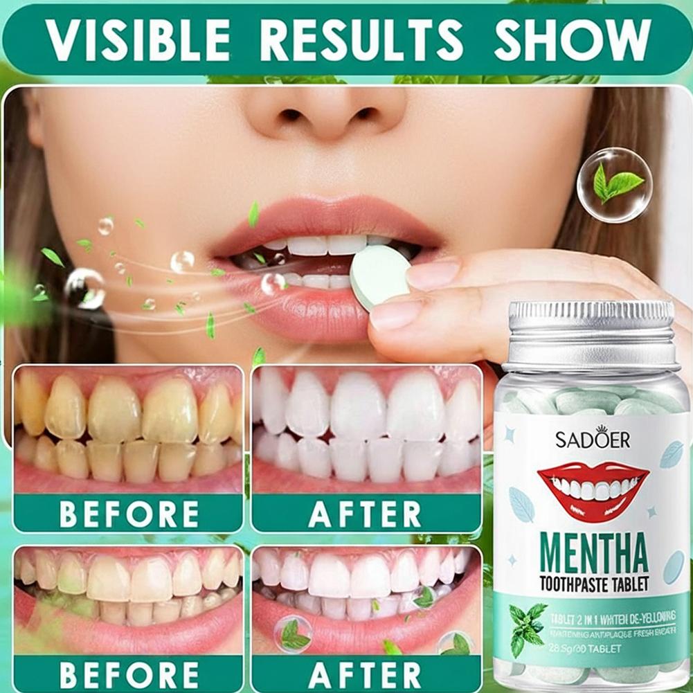 30Pcs Solid Toothpaste Tablets - Teeth Whitening Treatment 评论和价格