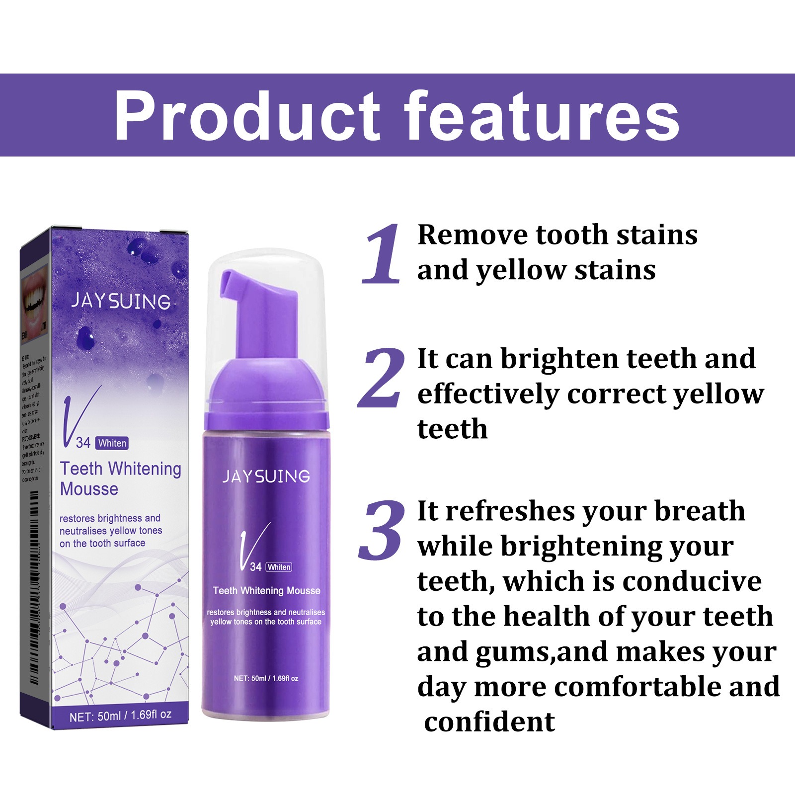V34 Mousse Teeth Cleaning Toot - Teeth Whitening Yellow Teeth 评论和价格